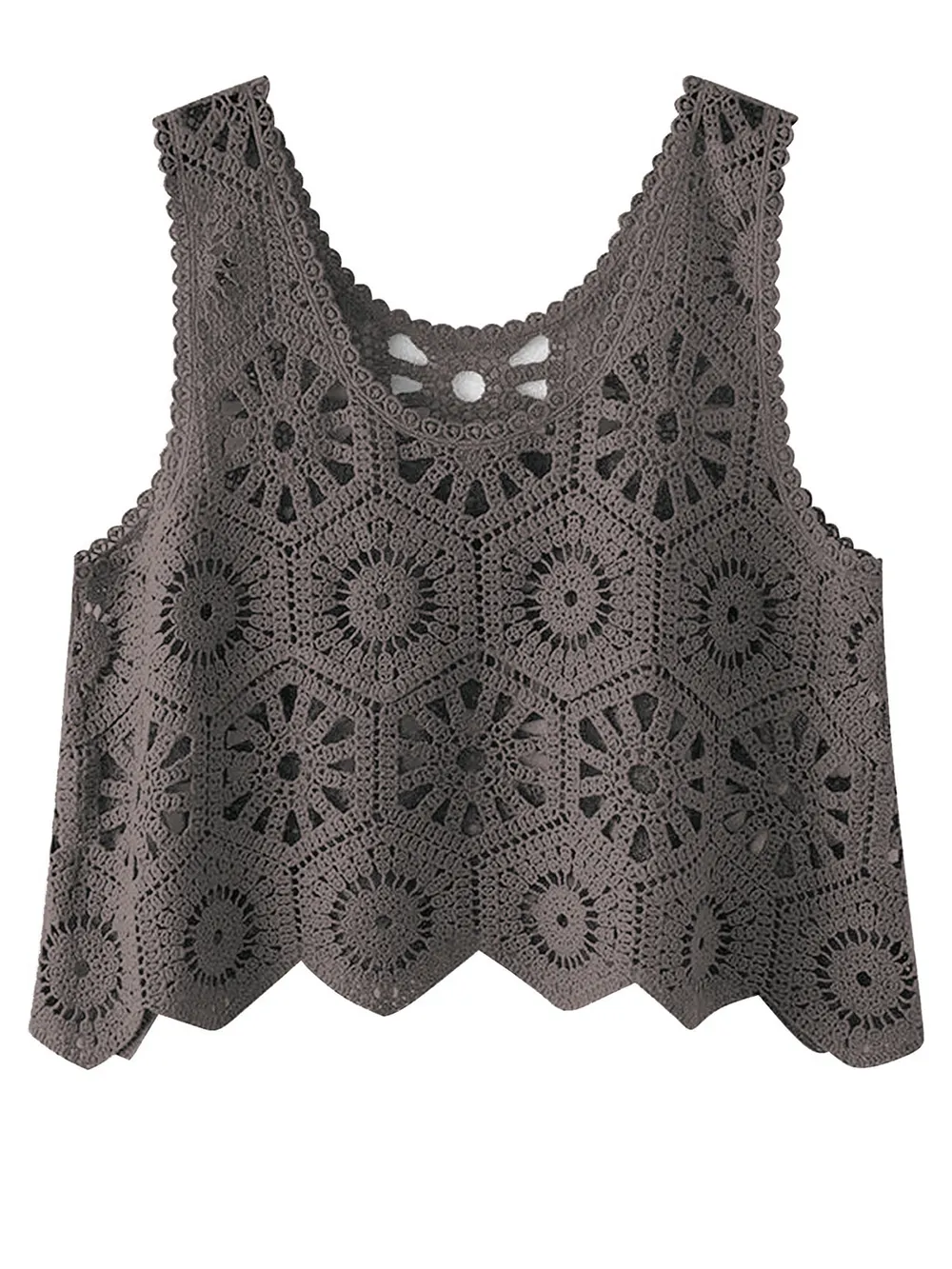 Openwork Round Neck Knit Vest, image 25