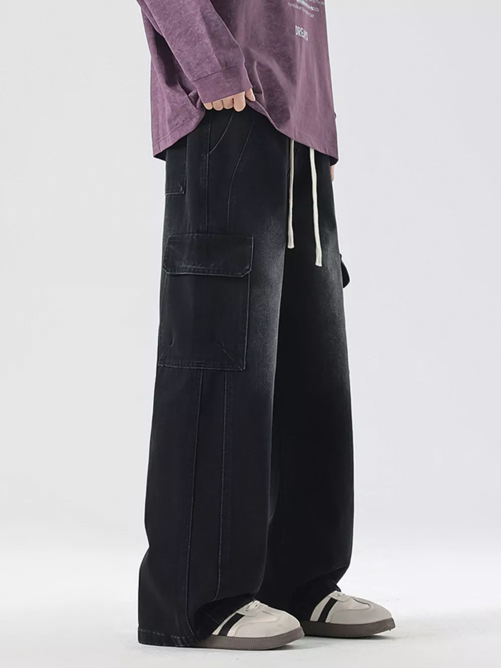 Men's Full Size Wide Leg Cargo Jeans Plus Size, image 15
