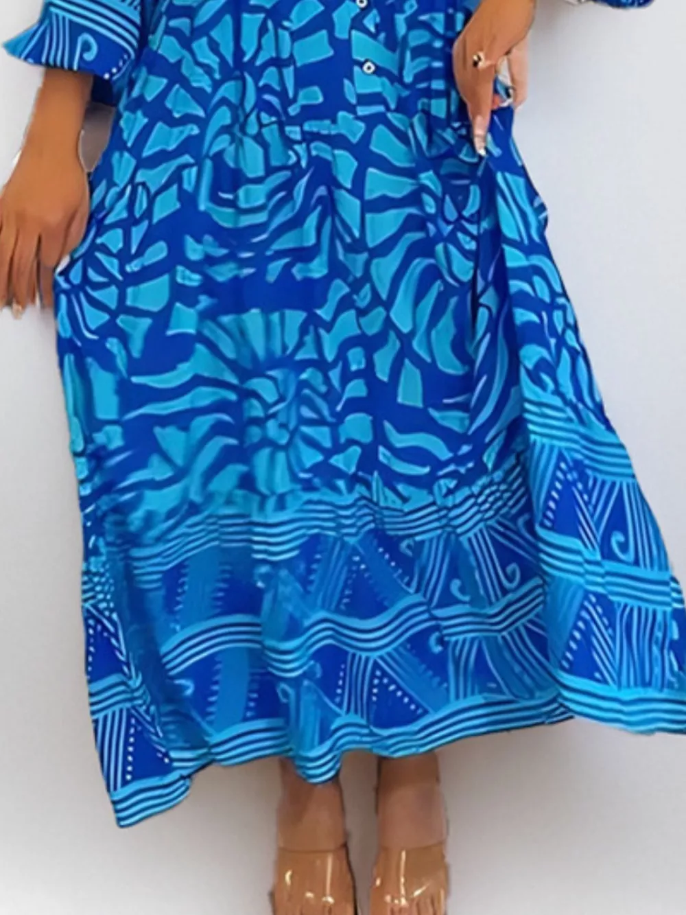 Printed Button Front Midi Dress, image 15