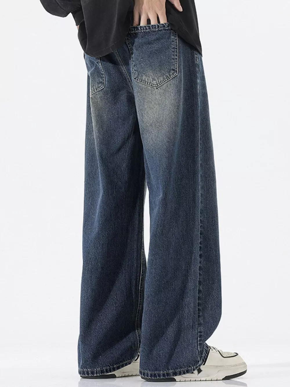 Men's Full Size Vintage Wash Wide Leg Jeans Plus Size, image 4