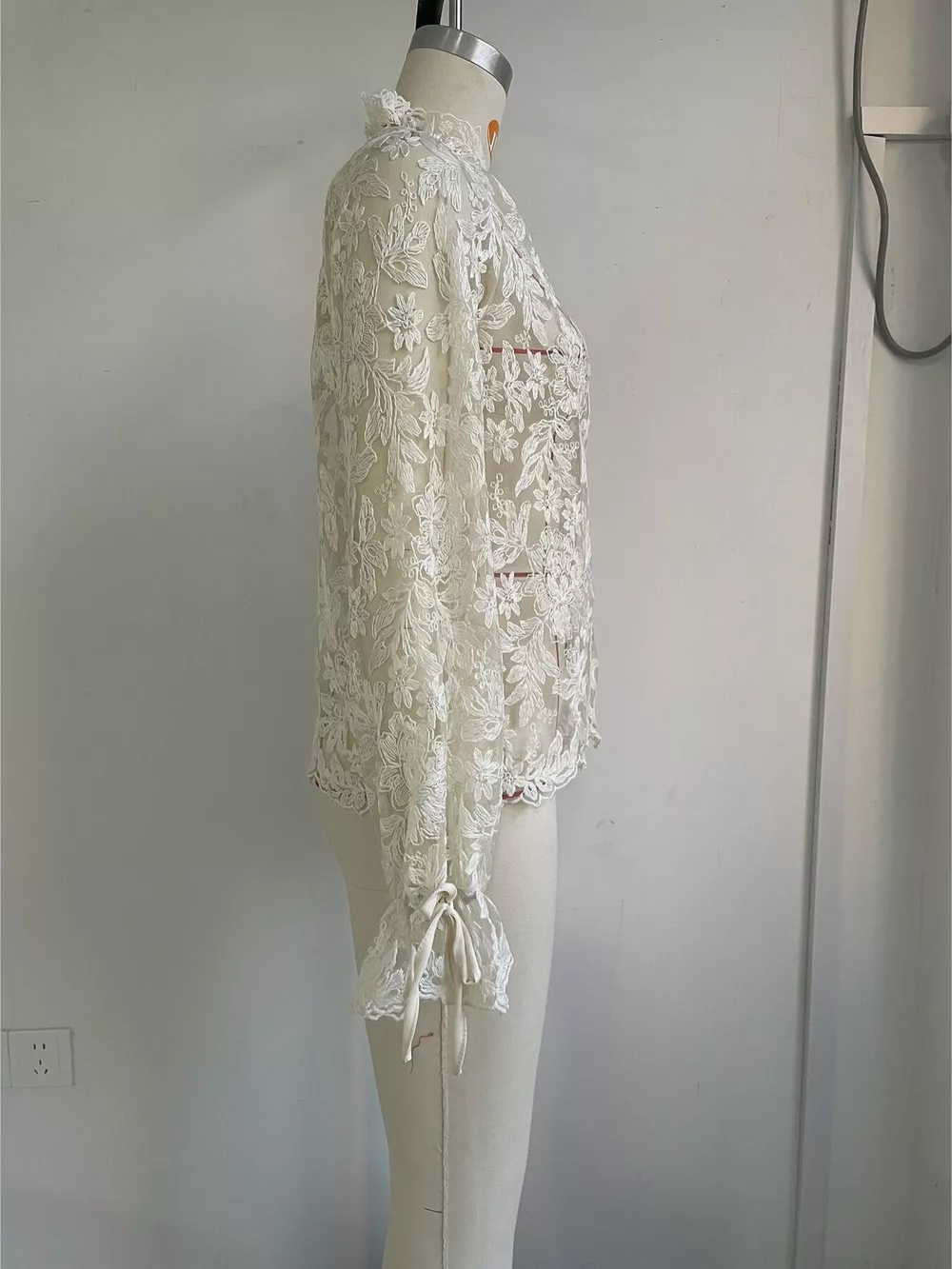 Sheer Lace Long Sleeve Shirt, image 7