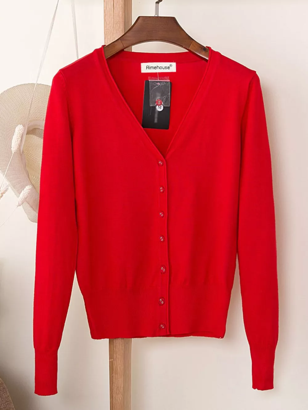 Classic V-Neck Button-Down Knit Cardigan, image 90