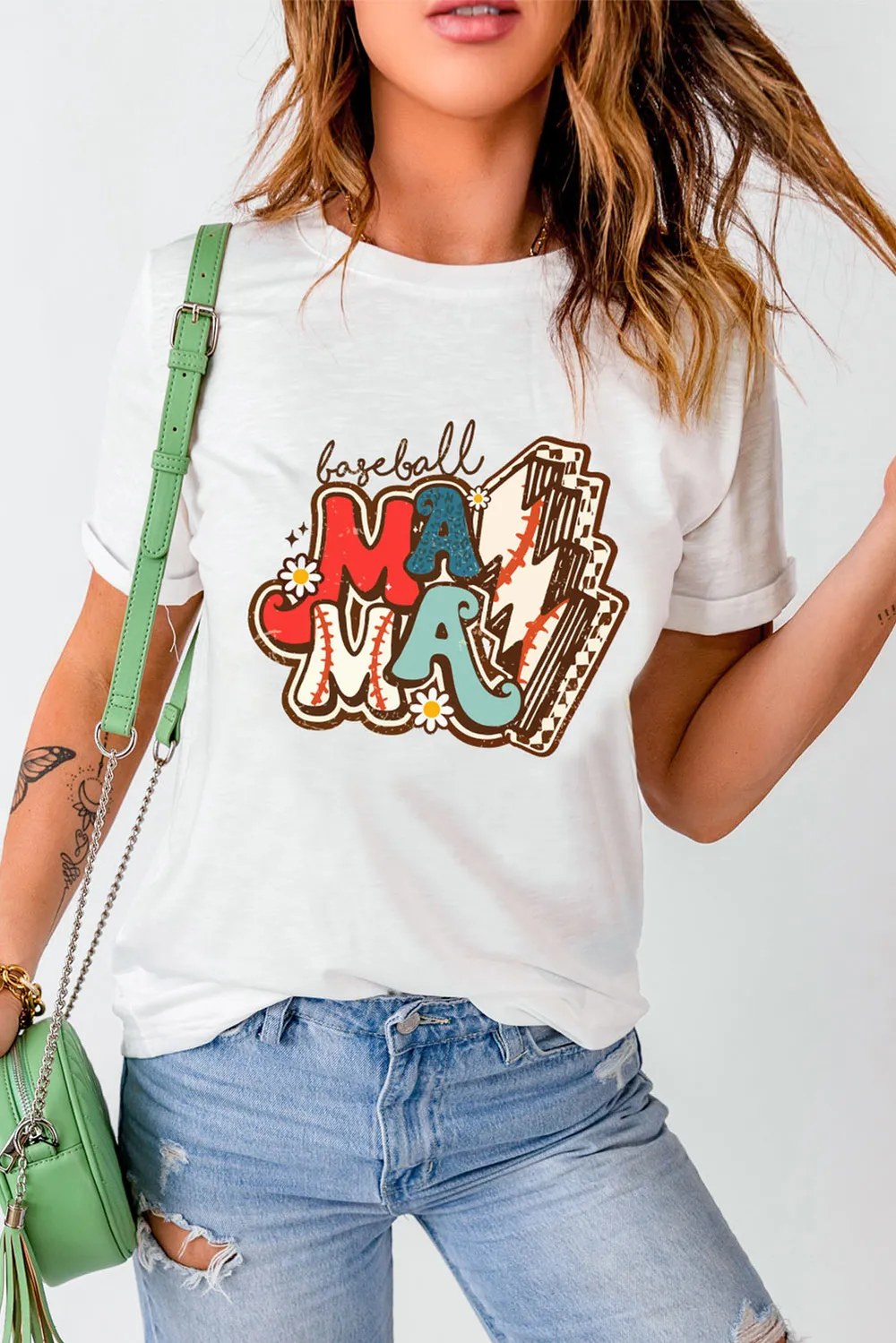 Letter Graphic Round Neck Short Sleeve T-Shirt, image 5