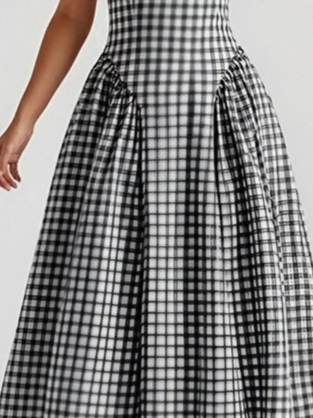 Full Size Plaid Square Neckline Midi Dress Plus Size, image 15