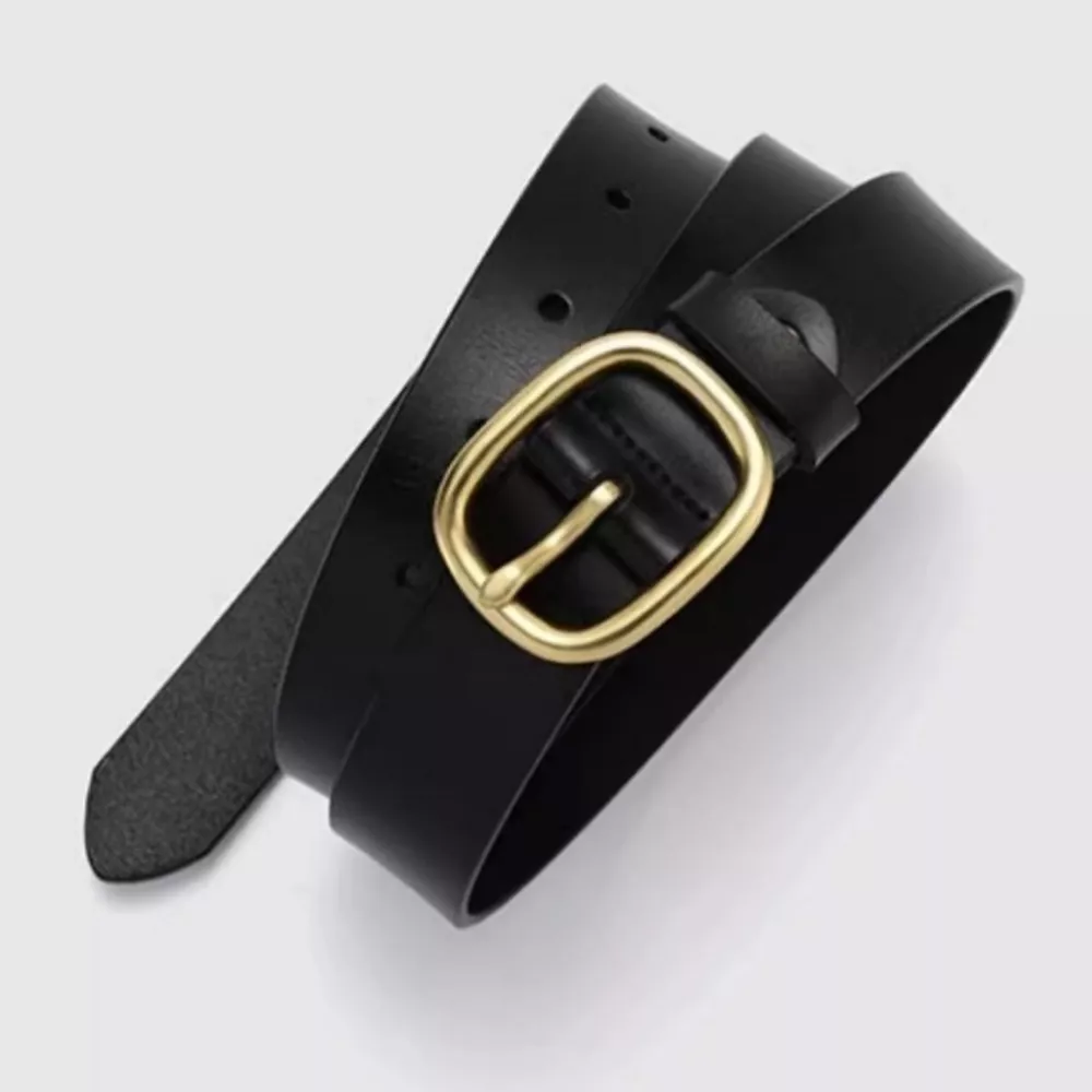 Cowhide Leather Belt with Golden Buckle, image 3