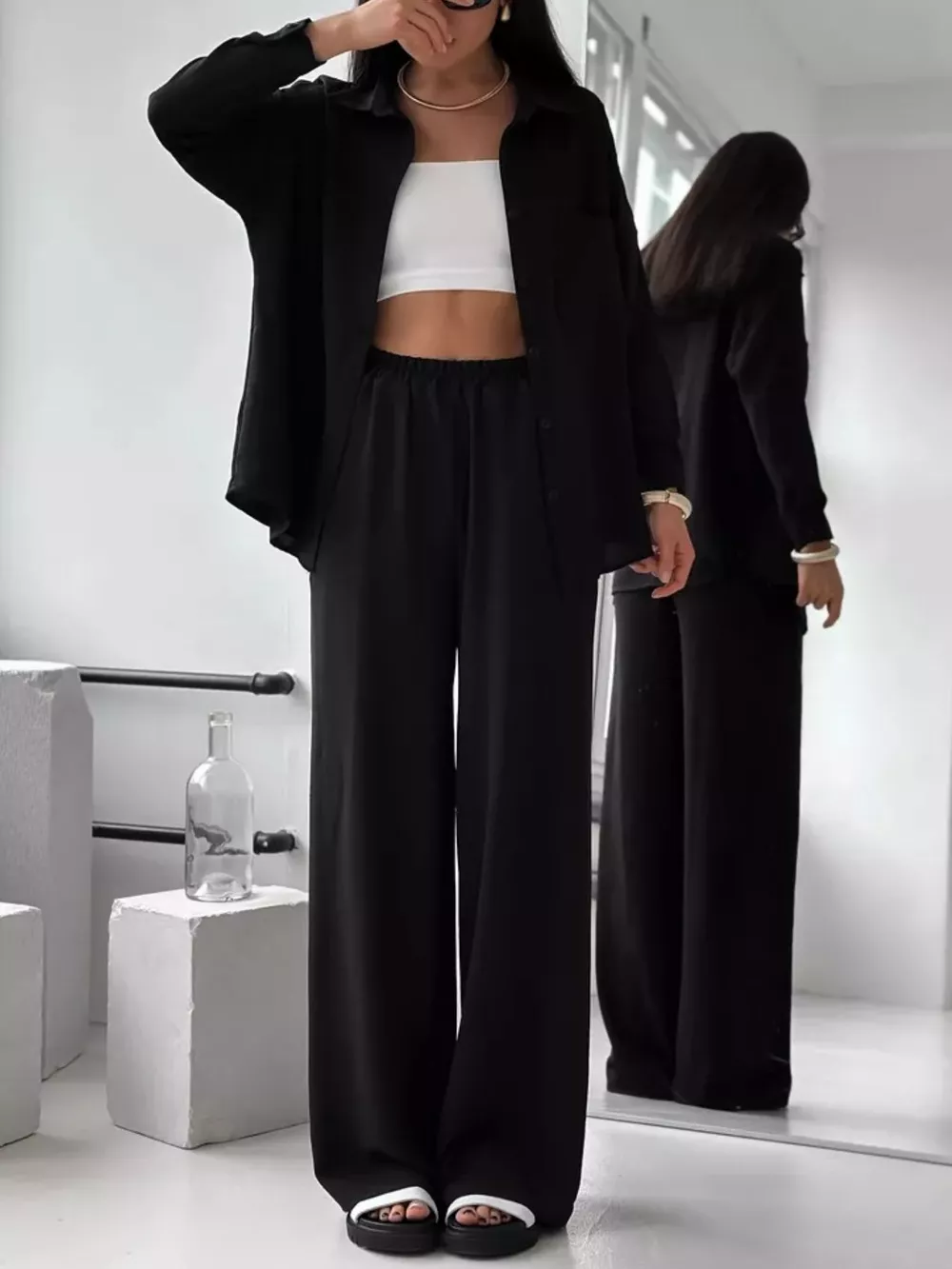 Button Up Long Sleeve Shirt and Pants Set, image 21