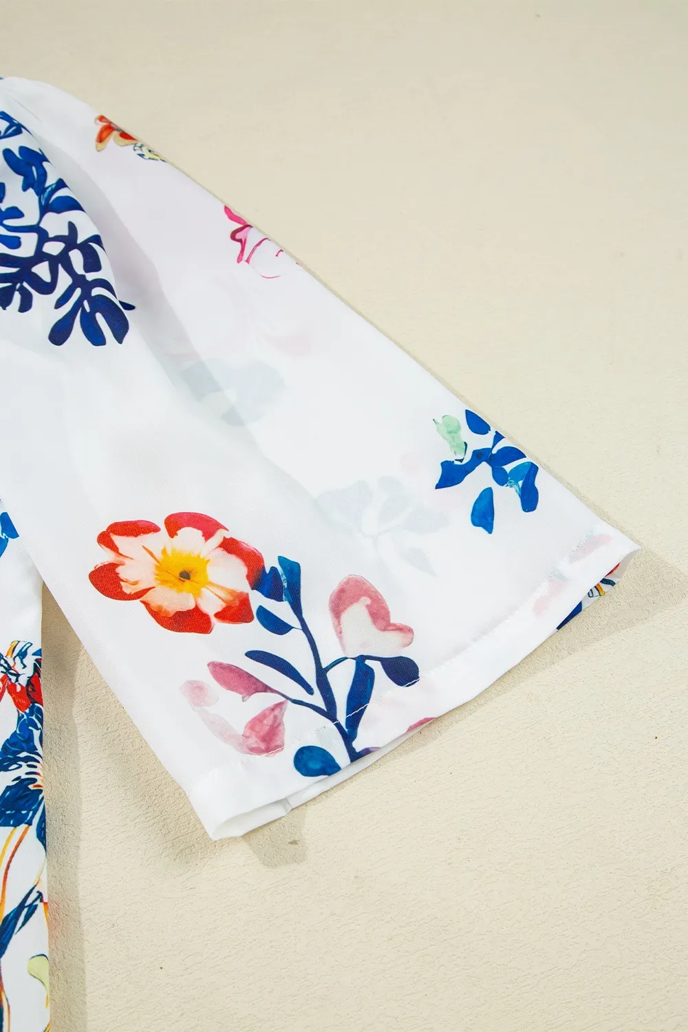 Printed Tie Neck 3/4 Sleeve Blouse, image 7