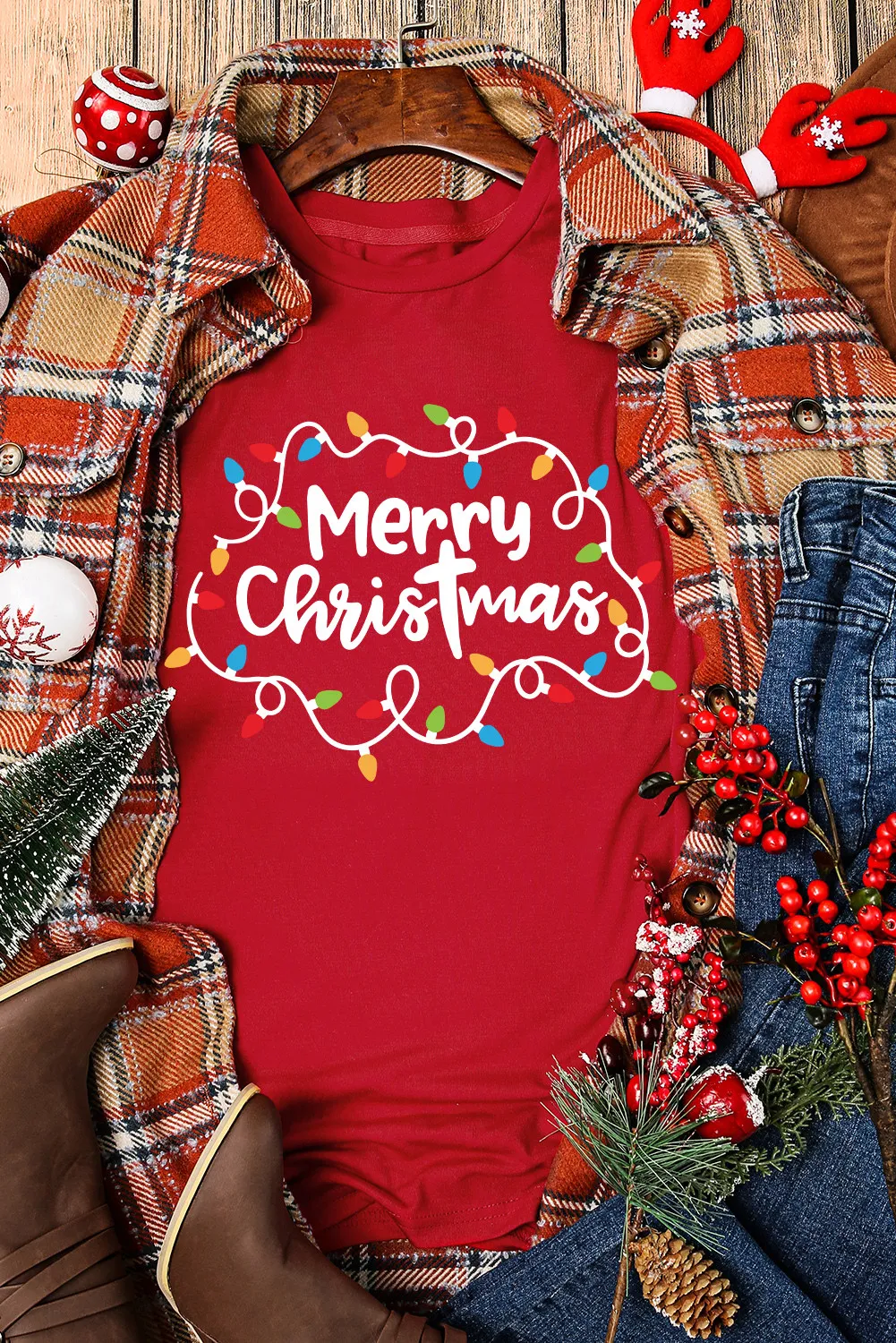 MERRY CHRISTMAS Round Neck Short Sleeve T-Shirt, image 5