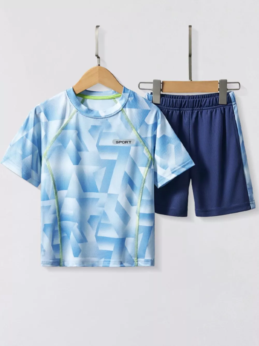 Children's Geometric Print Quick Dry Tee and Shorts Set