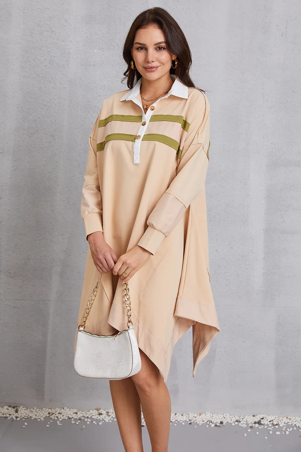 Half Button Handkerchief Hem Dress, image 4