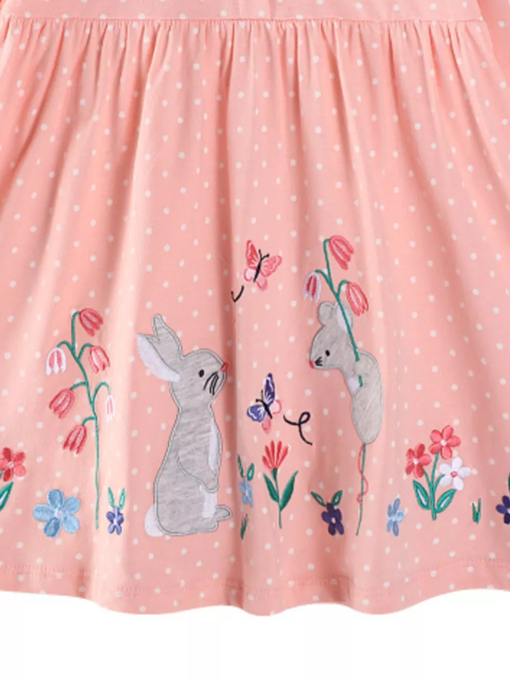 Children's Cute Animal Embroidered Polka Dot Long Sleeve Dress, image 3