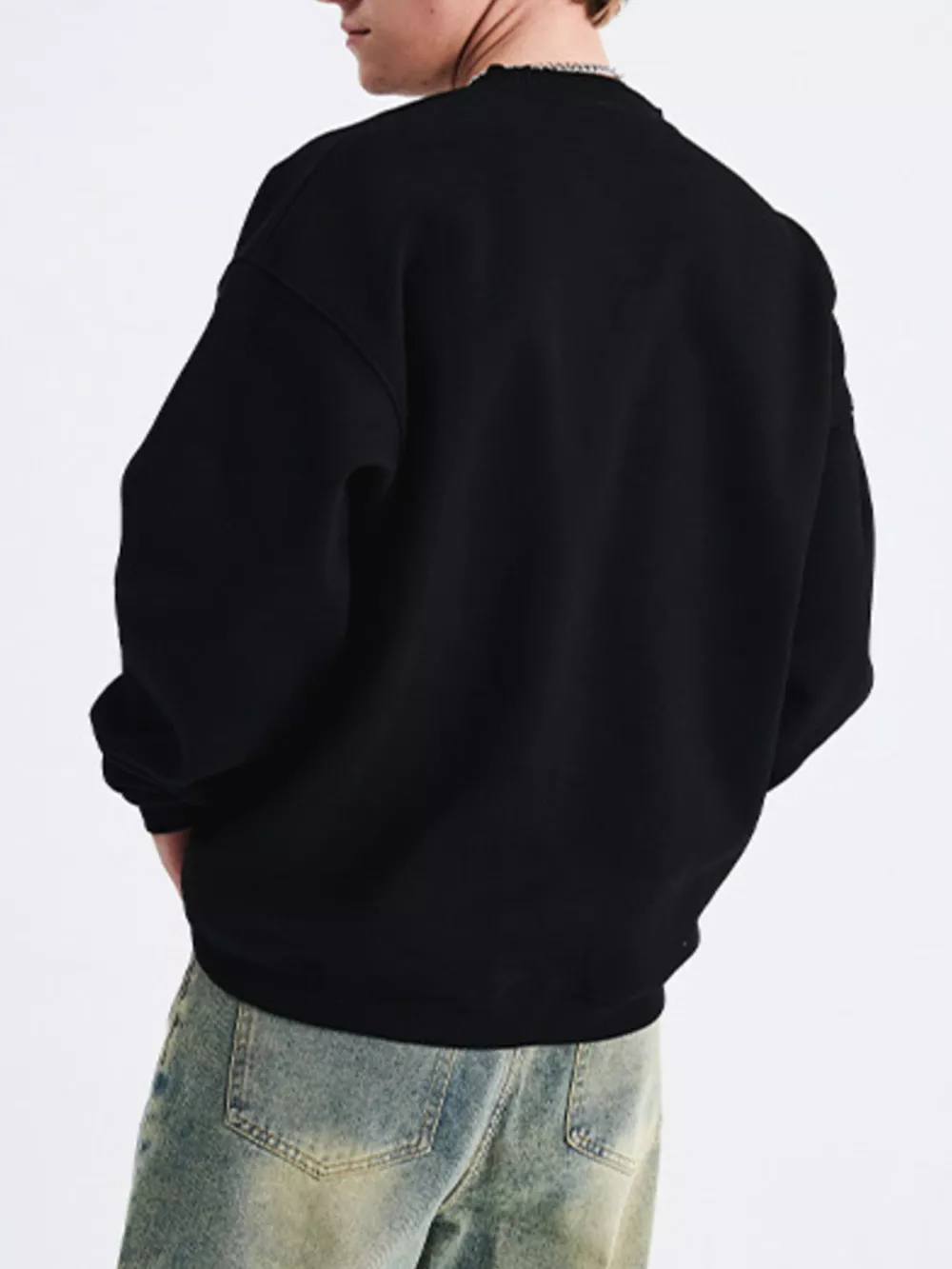 Men's Letter R Drop Shoulder Sweatshirt, image 7