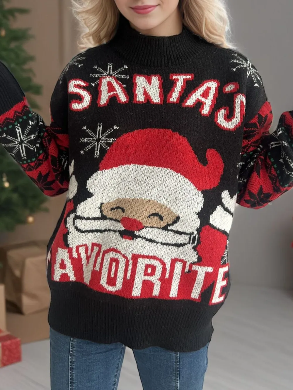 Santa Mock Neck Long Sleeve Sweater, image 5