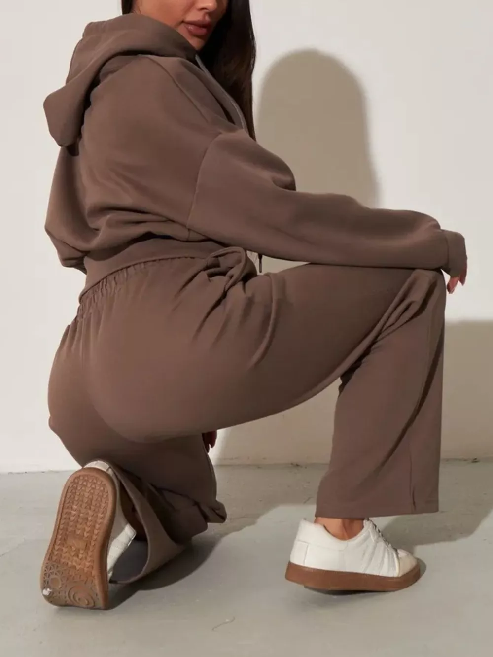 Zip-Up Hoodie and Wide-Leg Sweatpants Set, image 18