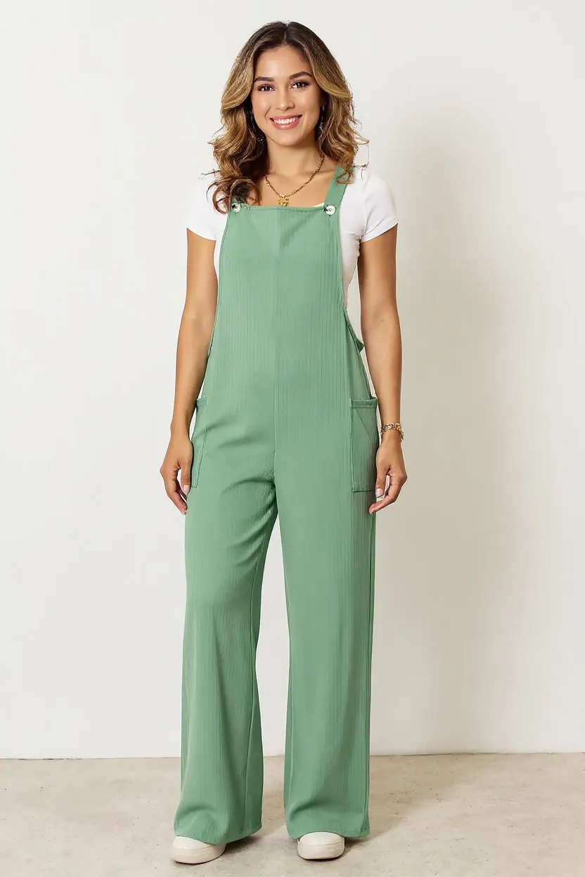 Full Size Wide Strap Overall with Pockets, image 32