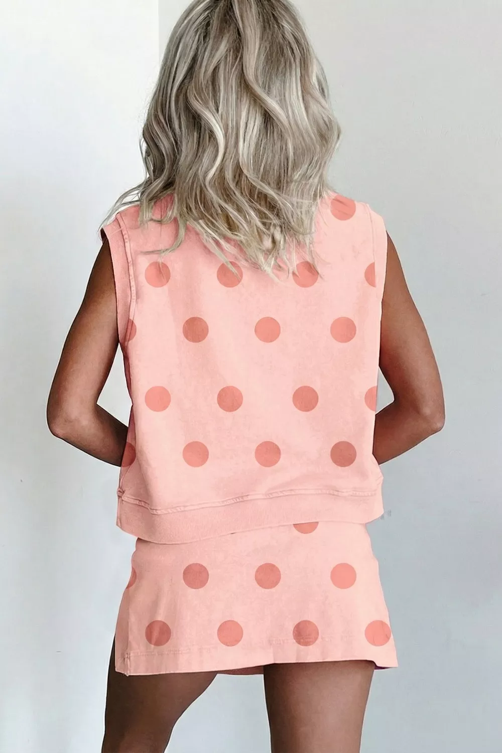 Polka Dot Sleeveless Top and Skort Casual Two-Piece Set, image 11