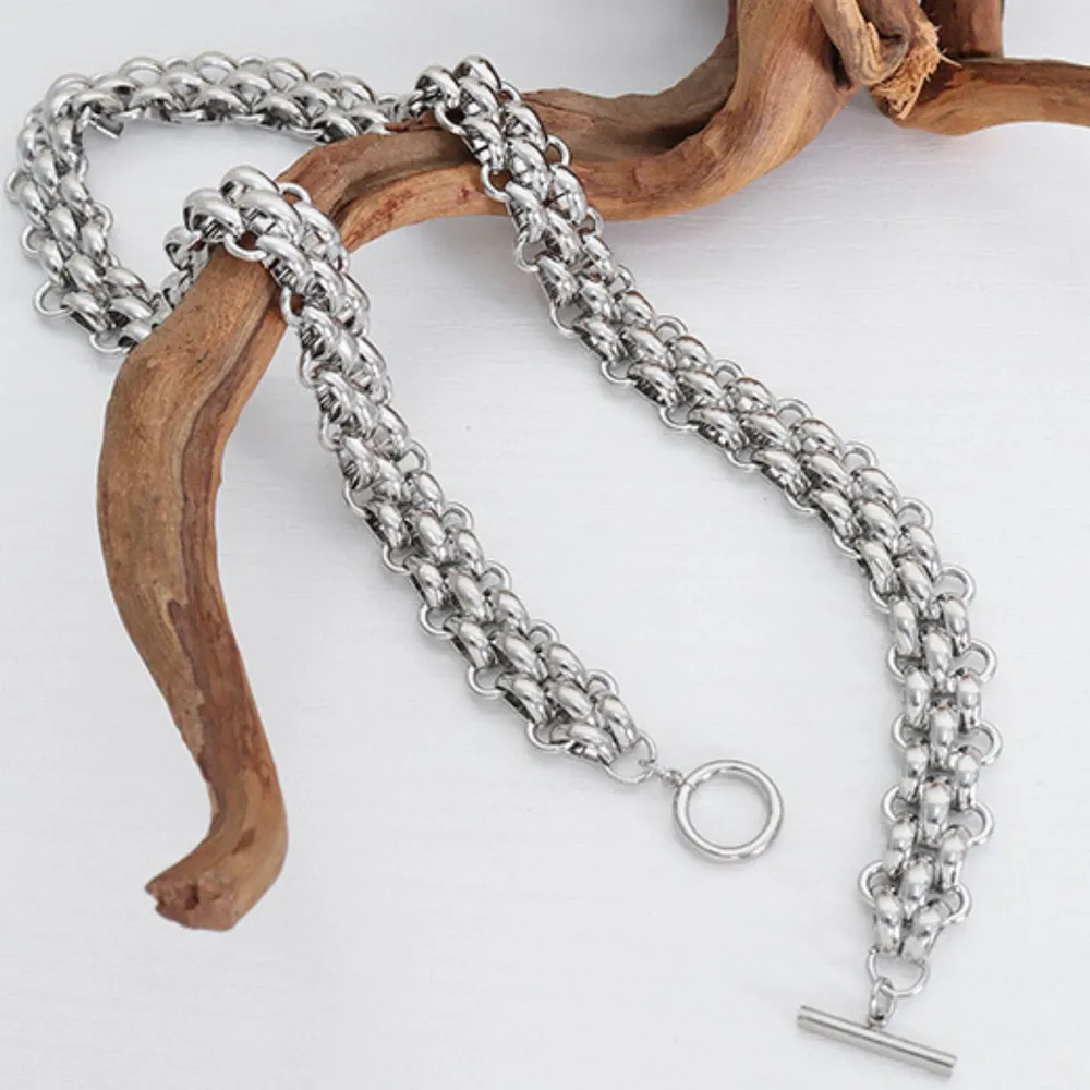 Gold Chain Link Jewelry Set with Necklace and Bracelet, image 10