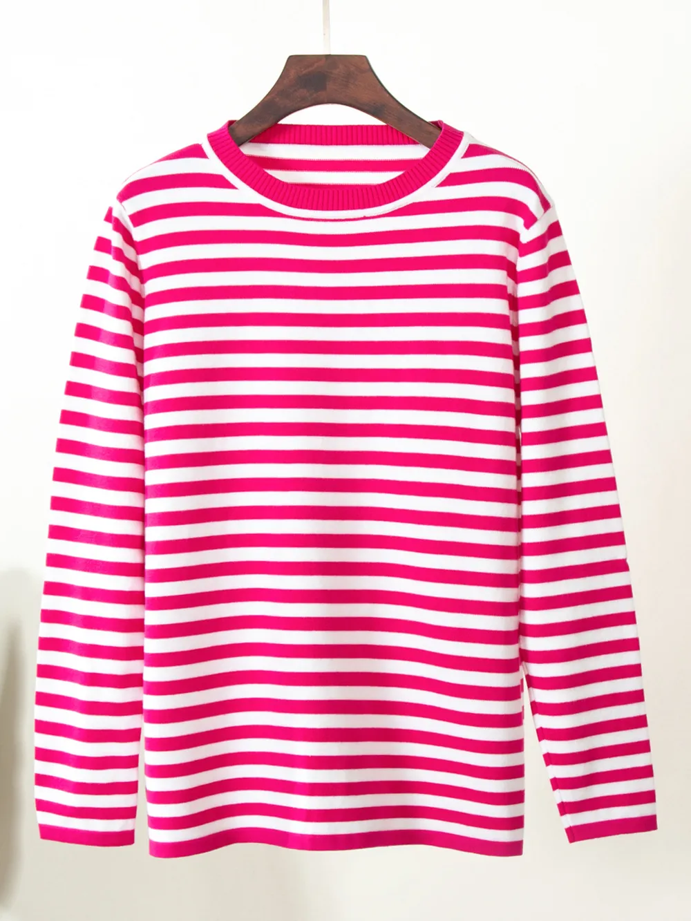 Striped Round Neck Long Sleeve Sweater, image 20