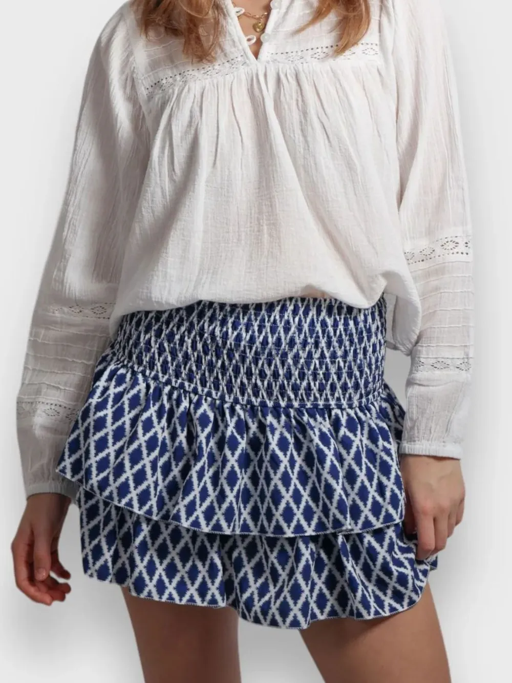 Smocked Wideband Waist Layered Mini Skirt, image 7