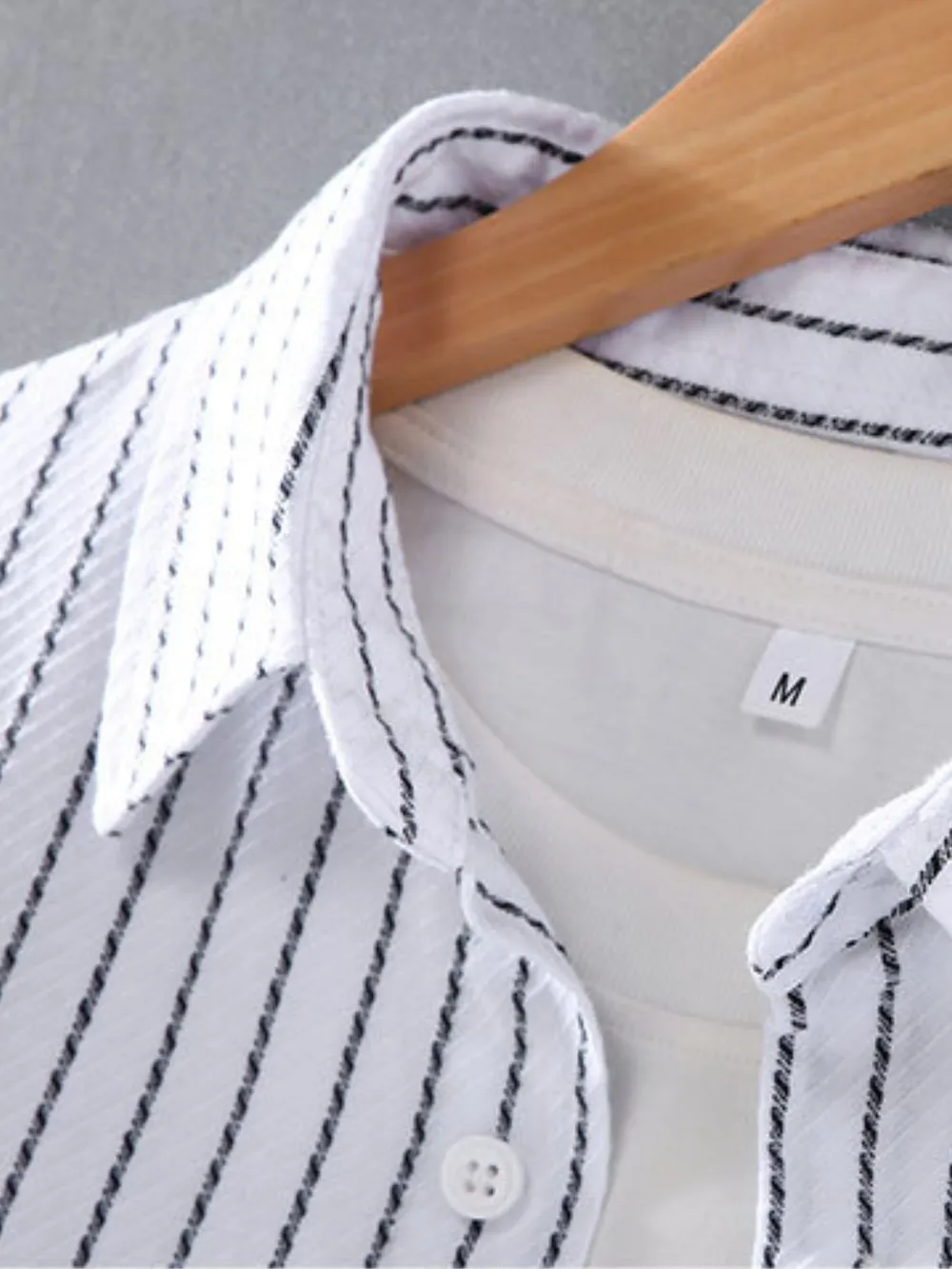 Men's Plus Size Striped Button Up Long Sleeve Shirt, image 5