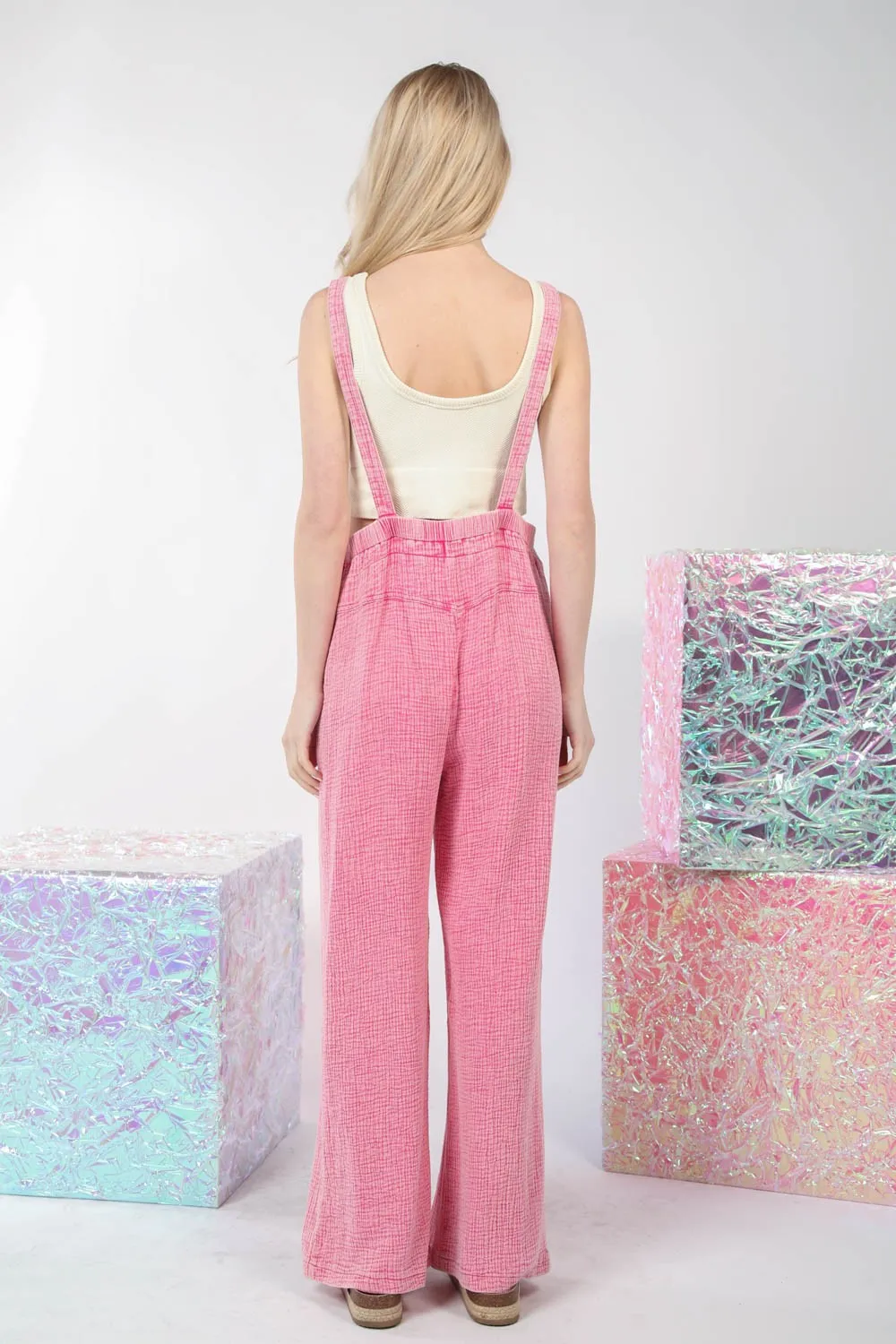 Texture Washed Wide Leg Overalls, image 2