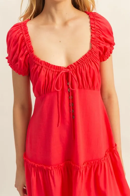 Ruched Frill Tiered Short Sleeve Mini Dress, image 5