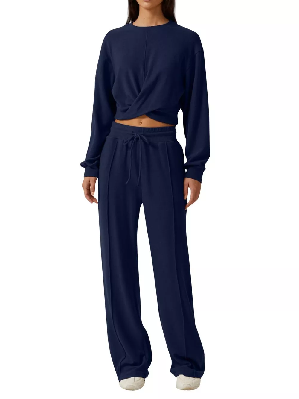 Twist-Front Long Sleeve Top and Pants Set, image 10