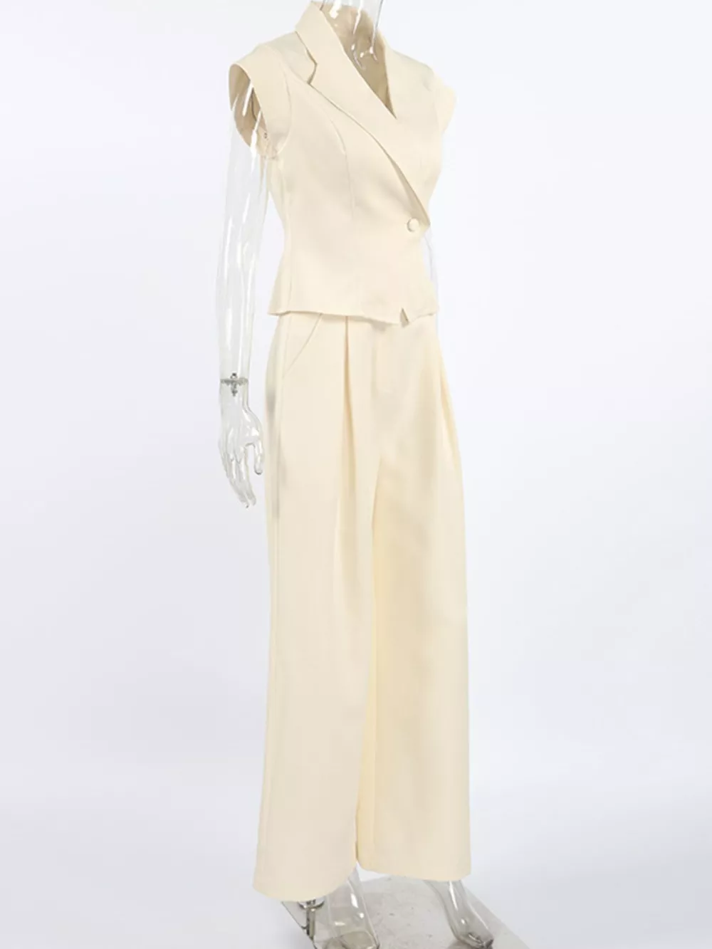 One Button Blazer & Wide Leg Pants Set, image 12
