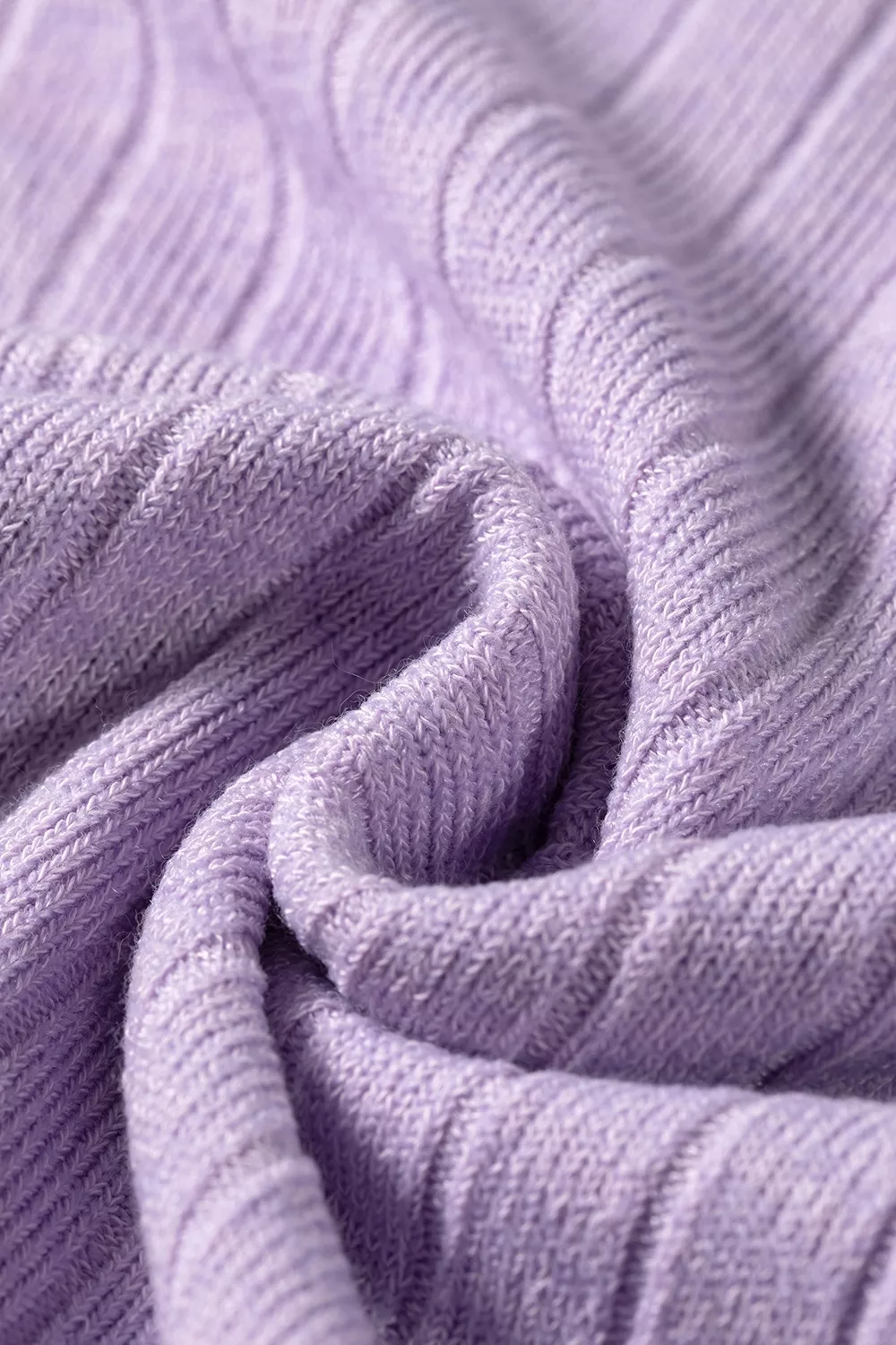 Solid Color Ribbed Texture Long Sleeve Round Neck Casual Top, image 12