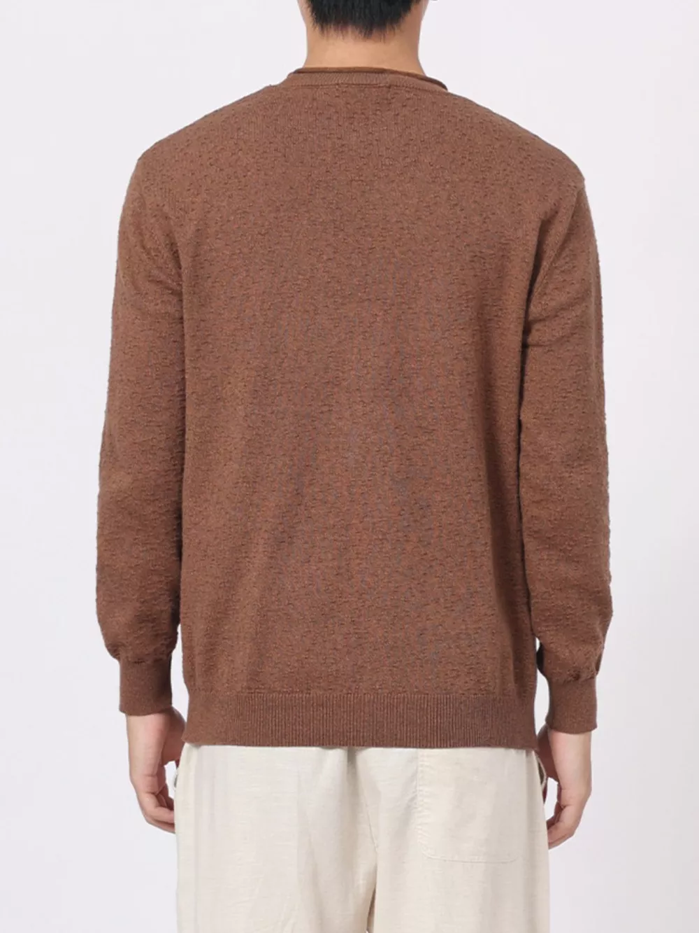 Men's Plus Size Textured Crew Neck Sweater, image 6