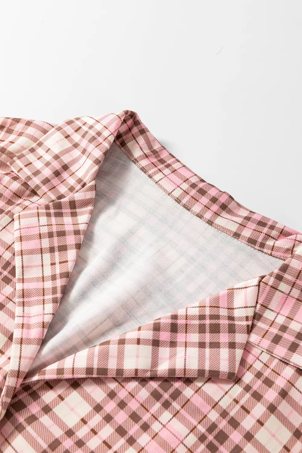 Plaid Patch Pockets Long Sleeve Lounge Set, image 6