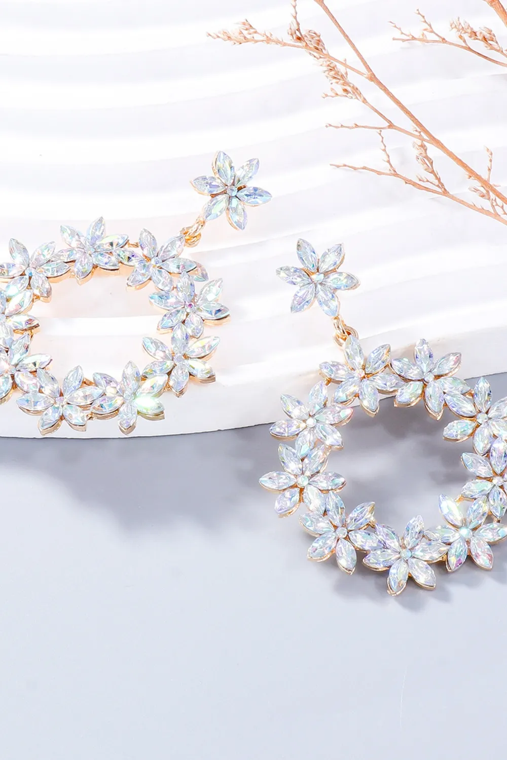 Rhinestone Flower Dangle Earrings, image 14