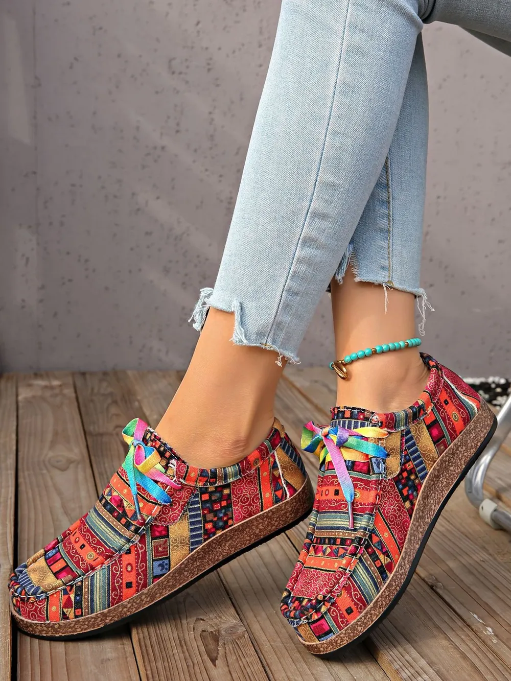 Printed Lace Up Sneakers, image 8