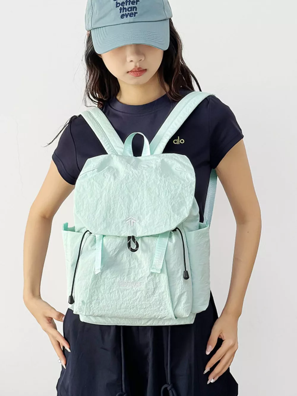 Lightweight Crinkled Backpack Bag, image 2