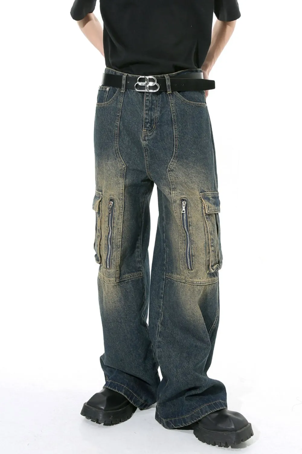 Mid Rise Jeans with Cargo Pockets, image 5