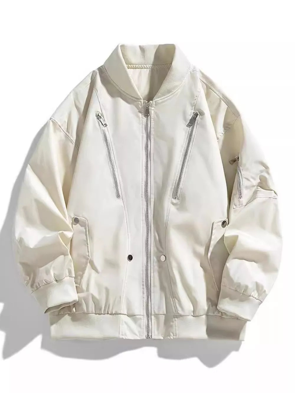 Men's Plus Size Casual Zipper Front Bomber Jacket, image 2