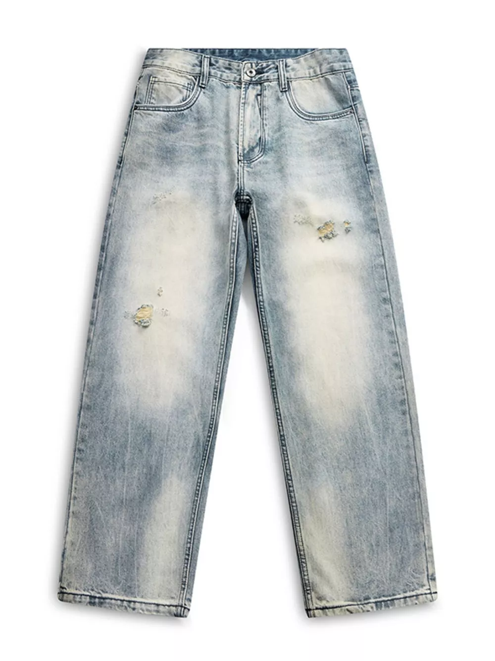 Men's Distressed Vintage Wash Loose Fit Jeans, image 7
