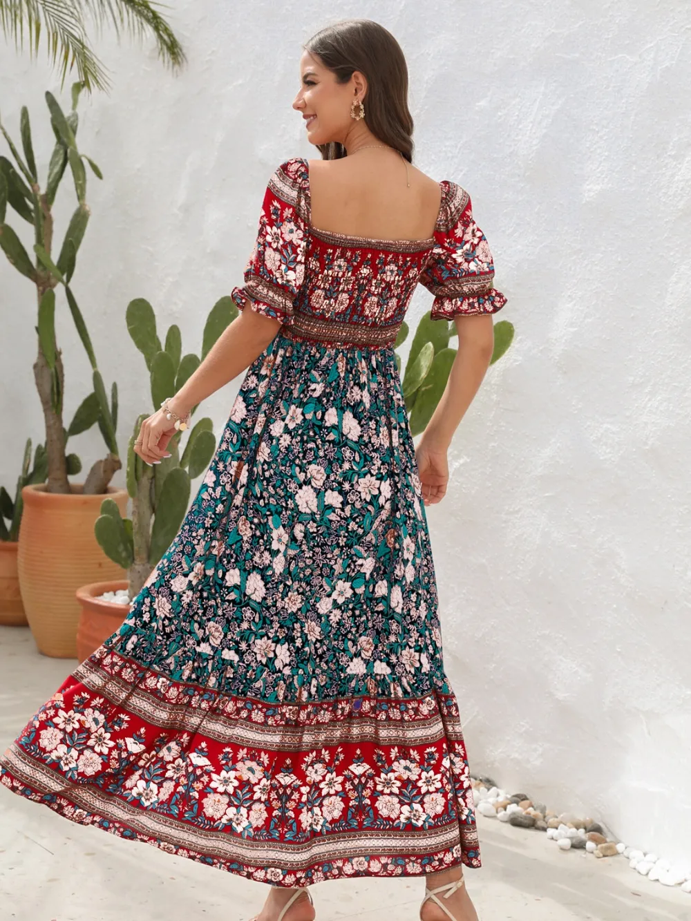 Floral Flounce Sleeve Midi Dress, image 15