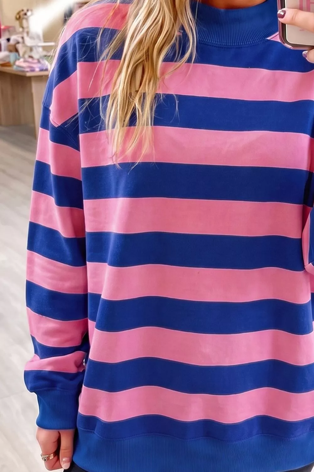 Striped Crew Neck Sweatshirt, image 3