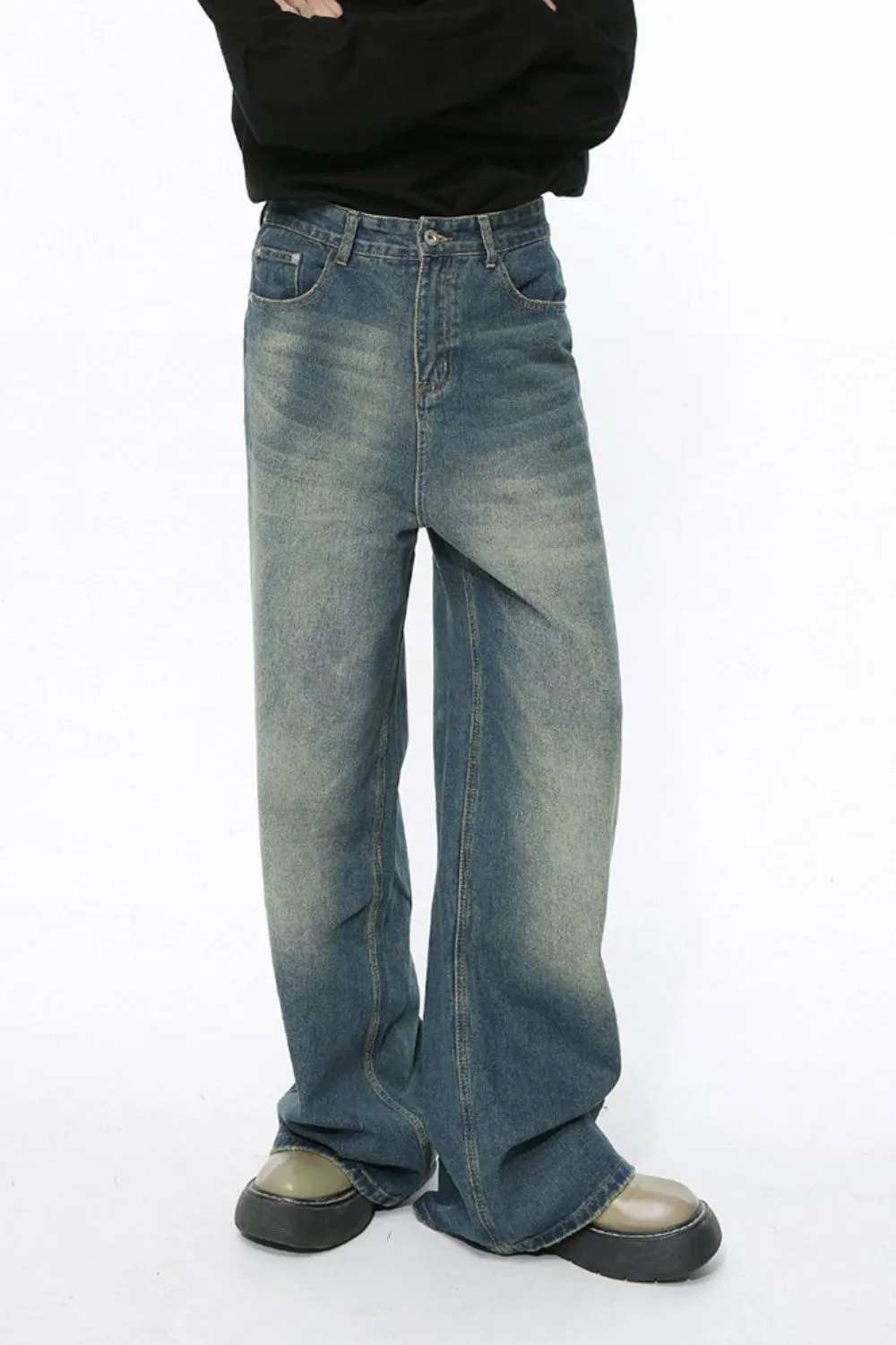 Men's Wide Leg Jeans with Pockets, image 3