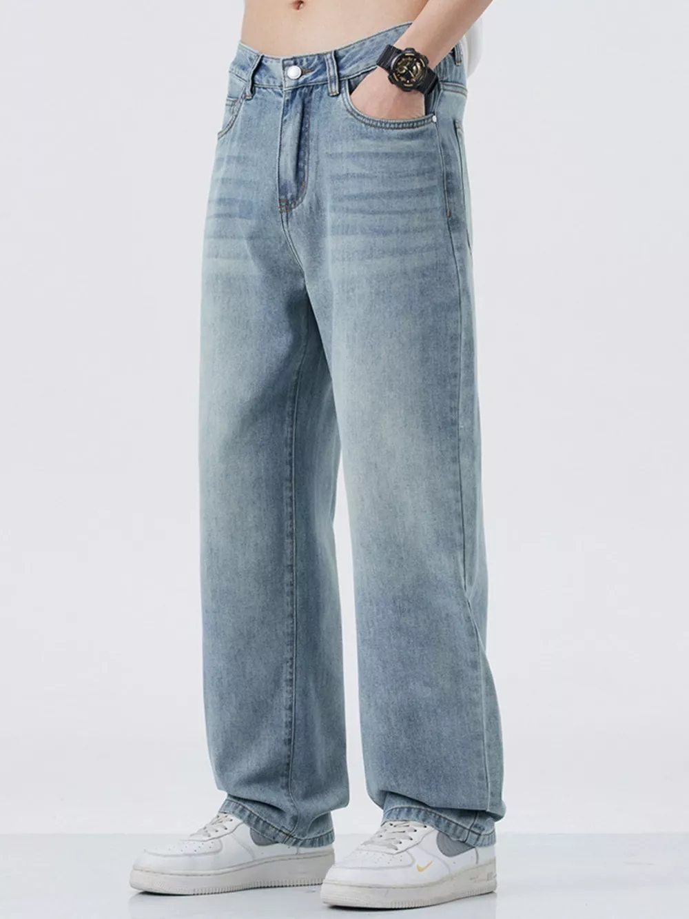 Men's Wide Leg Relaxed Fit Jeans, image 2