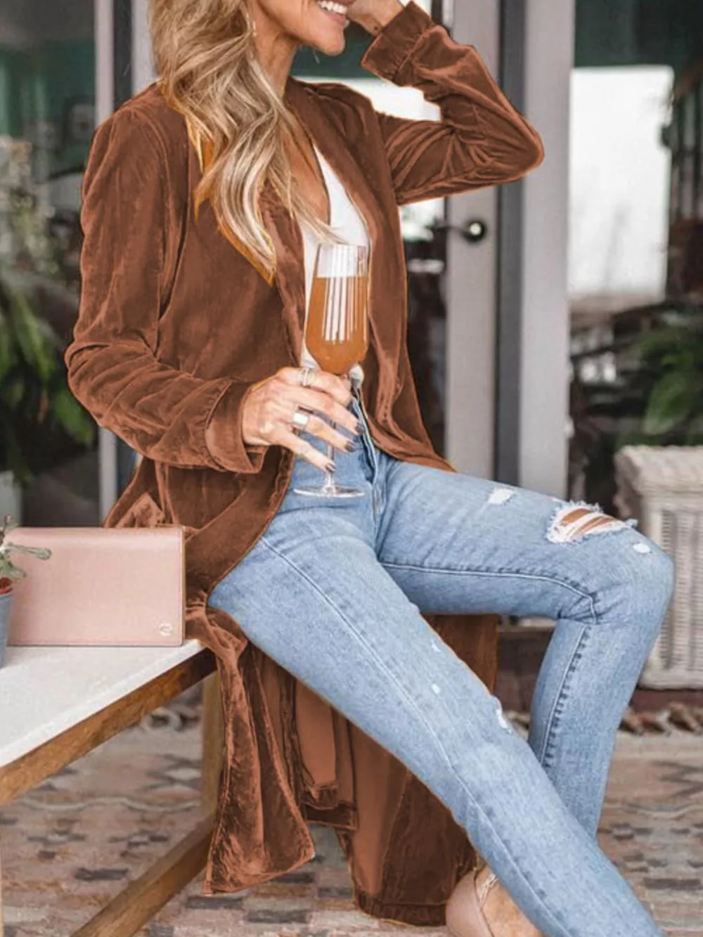 Open Front Long Sleeve Longline Cardigan, image 10