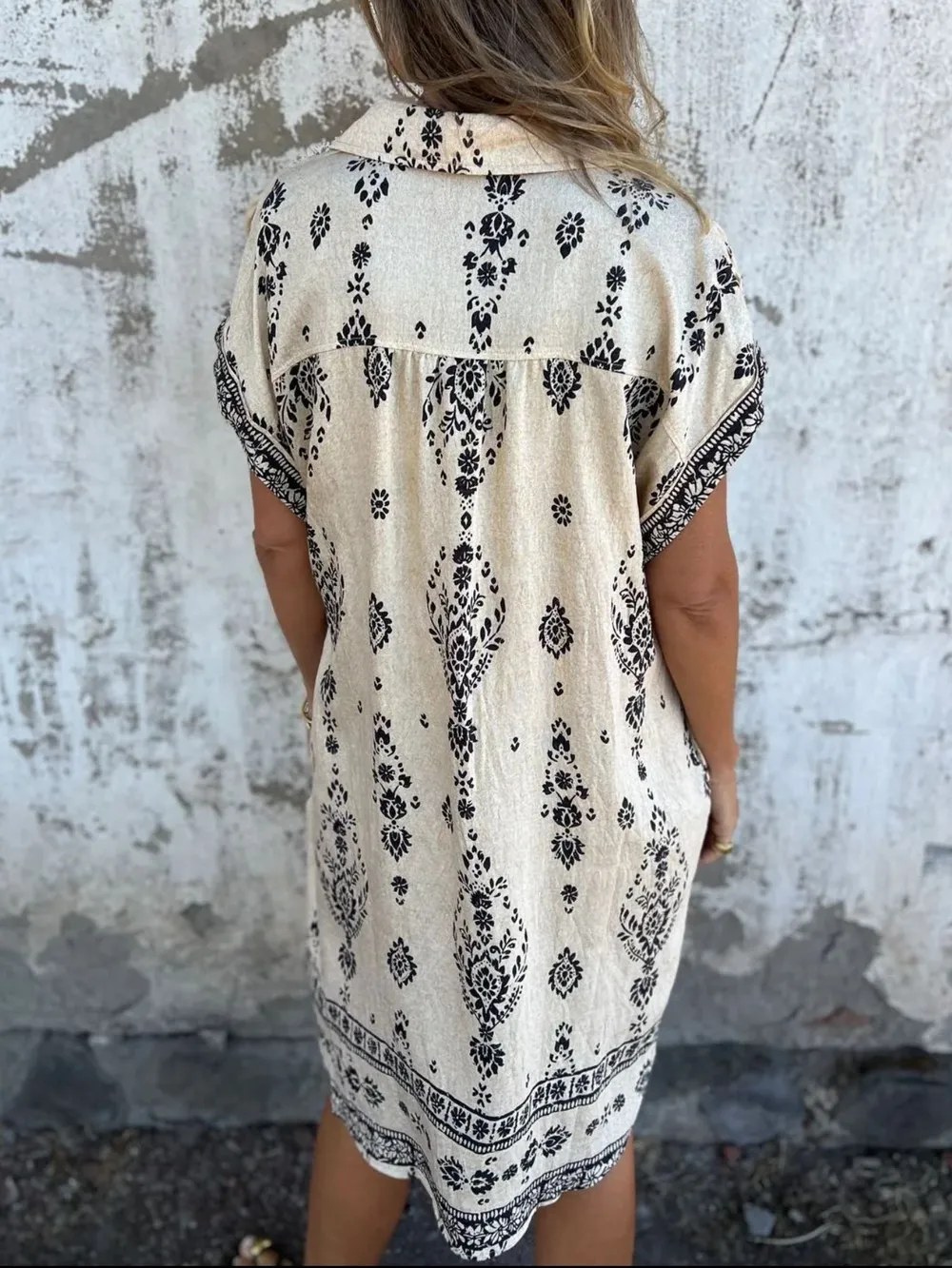 Full Size Printed Short Sleeve Button-Up Shirt Dress Plus Size, image 3