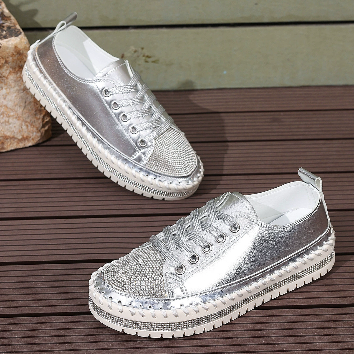 Round Toe Platform Sneakers, image 8