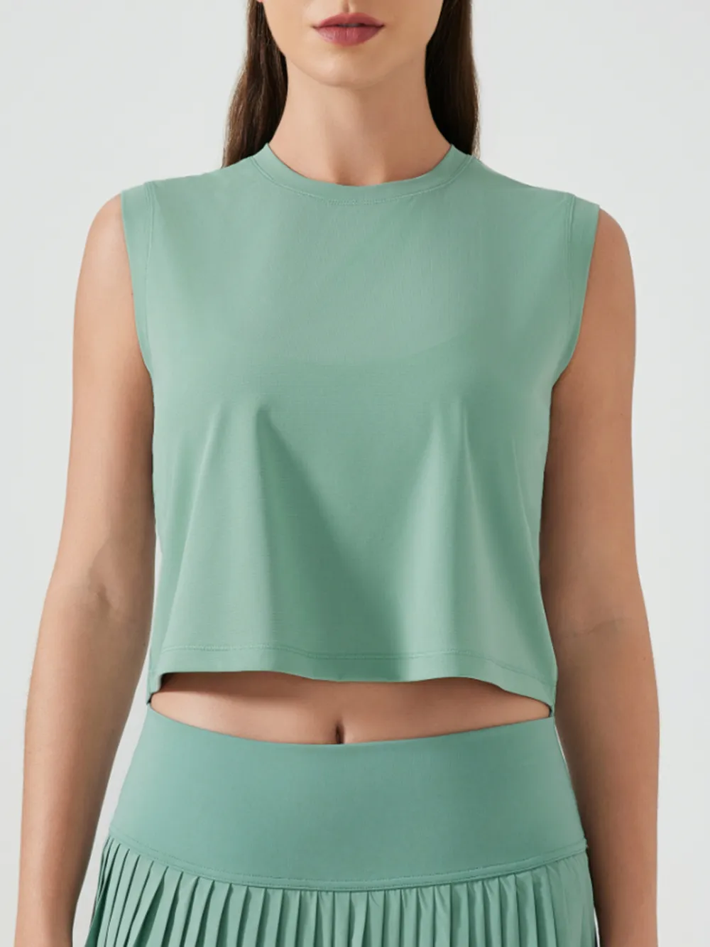 Round Neck Cropped Active Tank, image 15