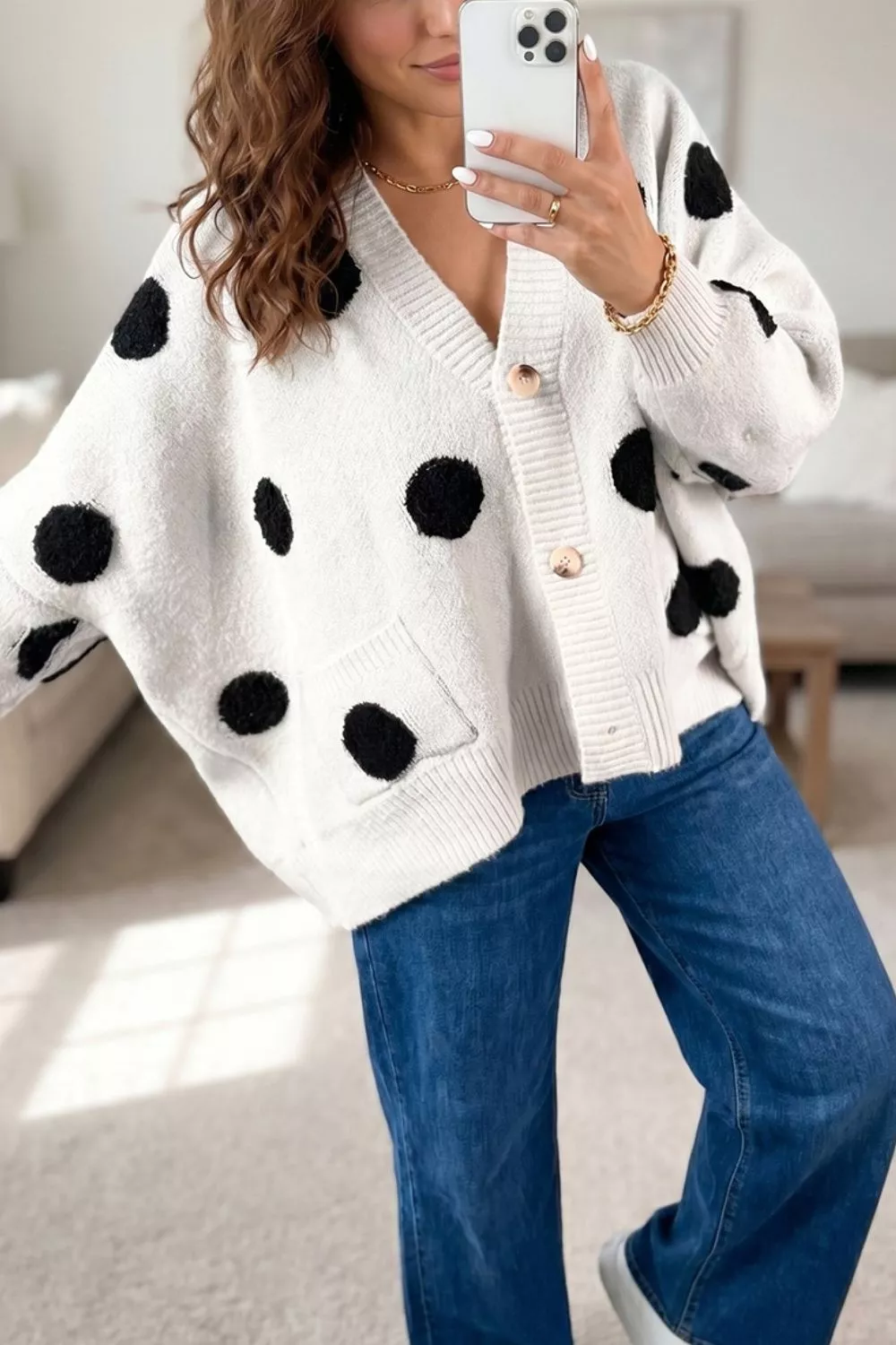 Polka Dot Button Up Cardigan, image 9