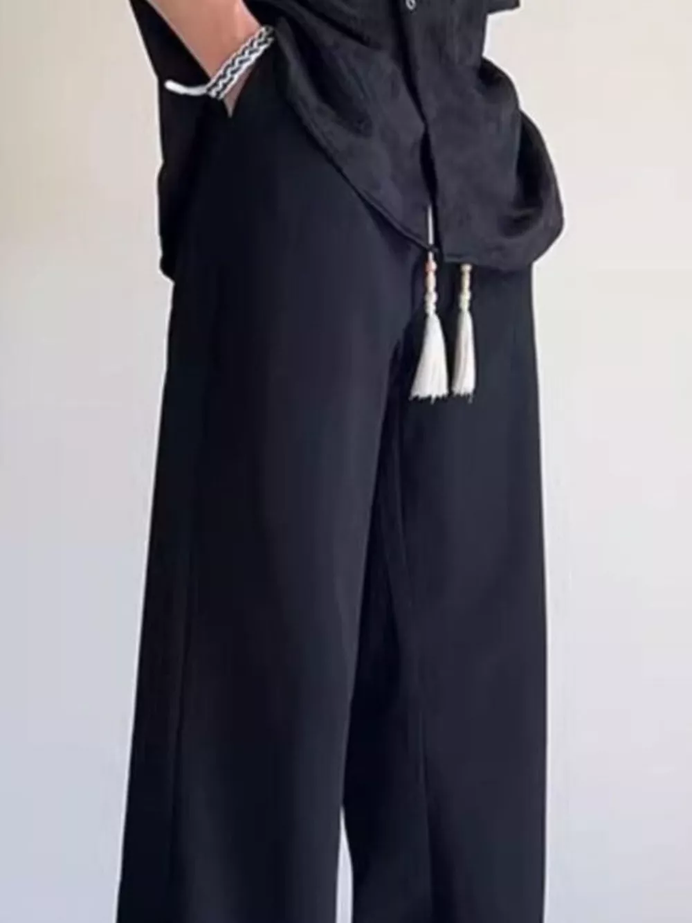 Men's Plus Size Drawstring Wide Leg Pants, image 2