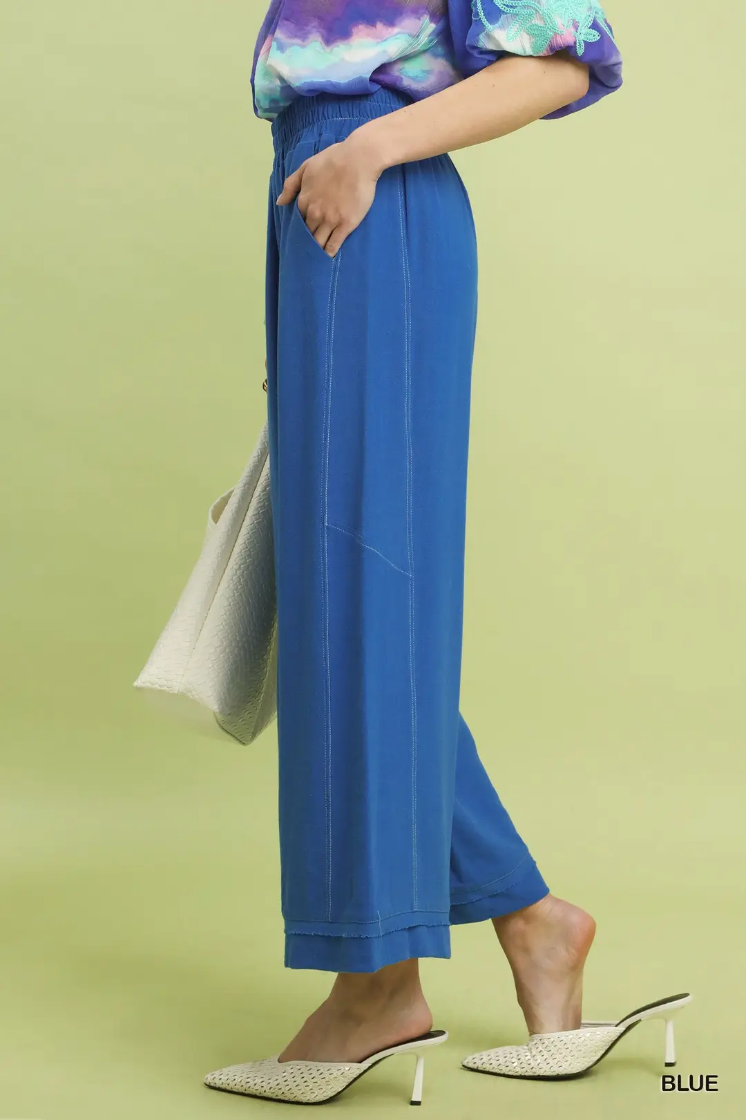 Linen Elastic Waist Wide Leg Pants, image 5
