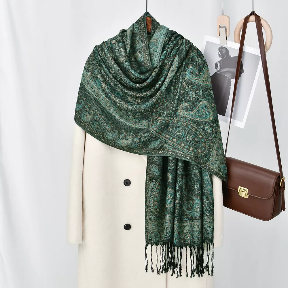 Paisley Patterned Raw Hem Scarf, image 3