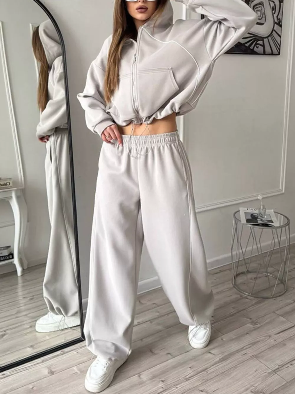 Fleece Zip-Up Hoodie and Joggers Set, image 24